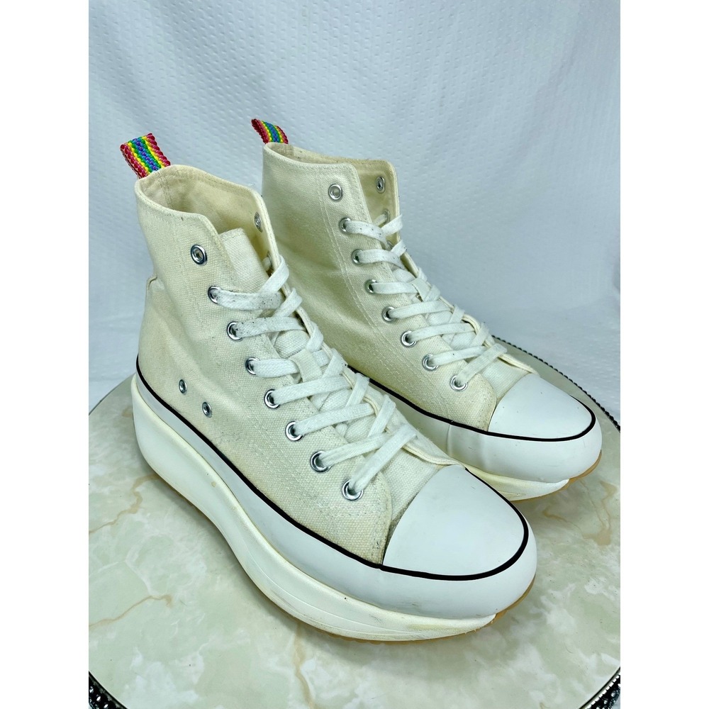 Madden Girl Winona Platform High Top Shoes Womens 7.5 Cream Streetwear Sneakers